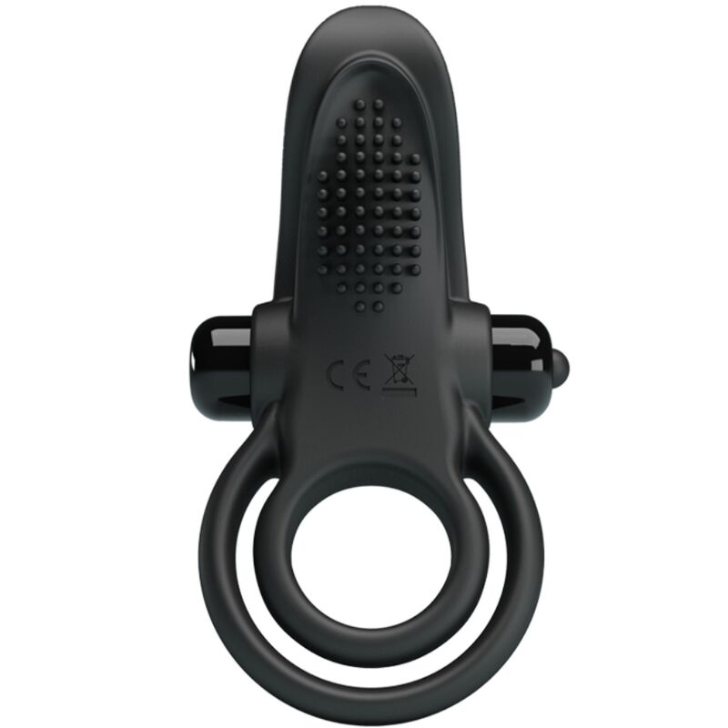 PRETTY LOVE - DOBLE ANILLO VIBRADOR + ESTIMULADOR DE CLÍTORIS 10 VIBRACIONES NEGRO