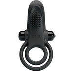PRETTY LOVE - DOBLE ANILLO VIBRADOR + ESTIMULADOR DE CLÍTORIS 10 VIBRACIONES NEGRO