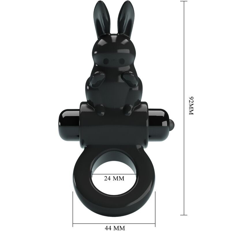 PRETTY LOVE - ANILLO VIBRADOR EXCITANTE CONEJO 10 VIBRACIONES NEGRO