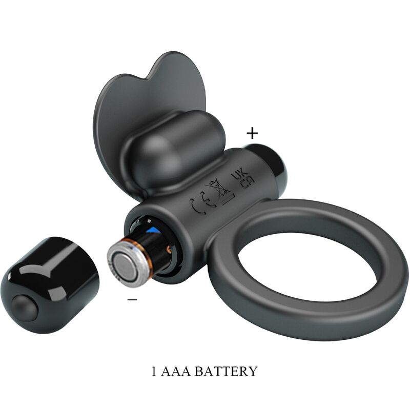 PRETTY LOVE - ANILLO VIBRADOR DEBONAIRE CONEJO 10 VIBRACIONES NEGRO