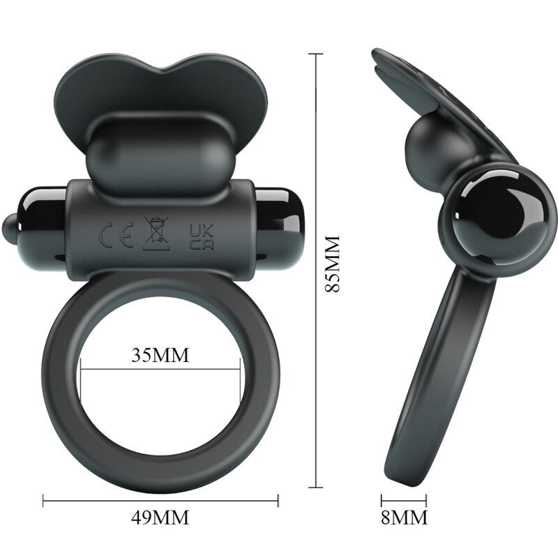 PRETTY LOVE - ANILLO VIBRADOR DEBONAIRE CONEJO 10 VIBRACIONES NEGRO