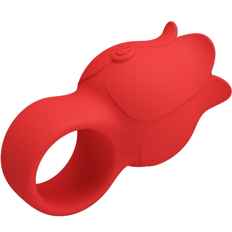 PRETTY LOVE - VIBRADOR DE DEDO CON FORMA DE ROSA JAE 10 VIBRACIONES ROJO