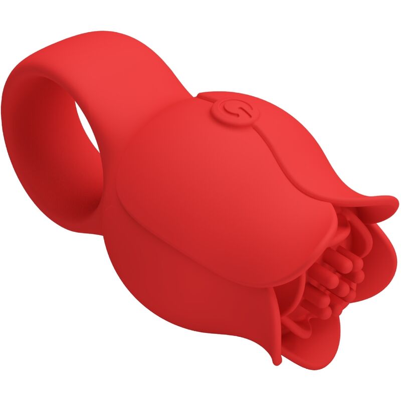 PRETTY LOVE - VIBRADOR DE DEDO CON FORMA DE ROSA JAE 10 VIBRACIONES ROJO
