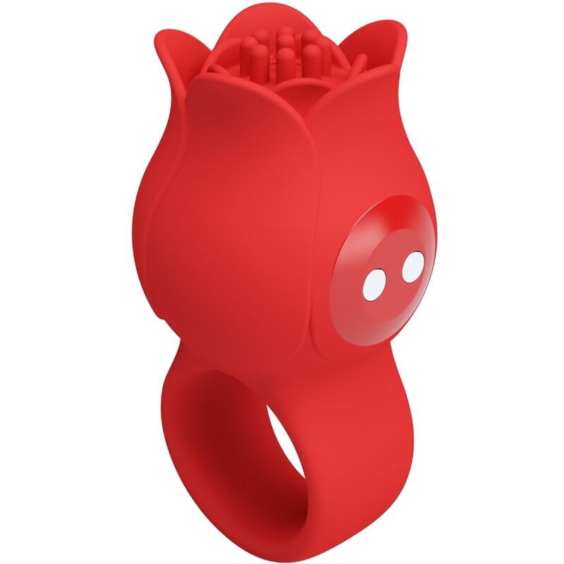 PRETTY LOVE - VIBRADOR DE DEDO CON FORMA DE ROSA JAE 10 VIBRACIONES ROJO