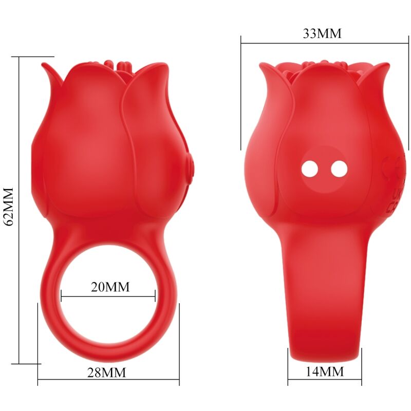 PRETTY LOVE - VIBRADOR DE DEDO CON FORMA DE ROSA JAE 10 VIBRACIONES ROJO