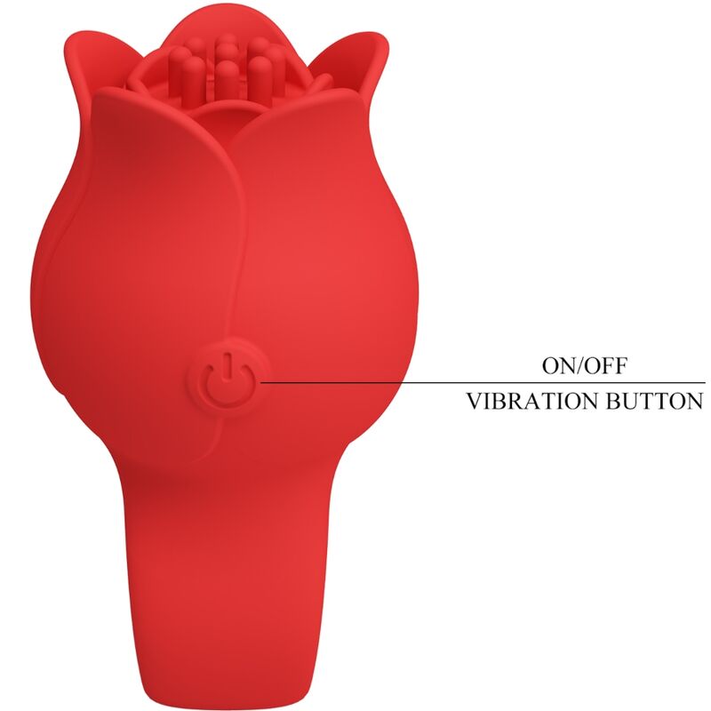 PRETTY LOVE - VIBRADOR DE DEDO CON FORMA DE ROSA JAE 10 VIBRACIONES ROJO