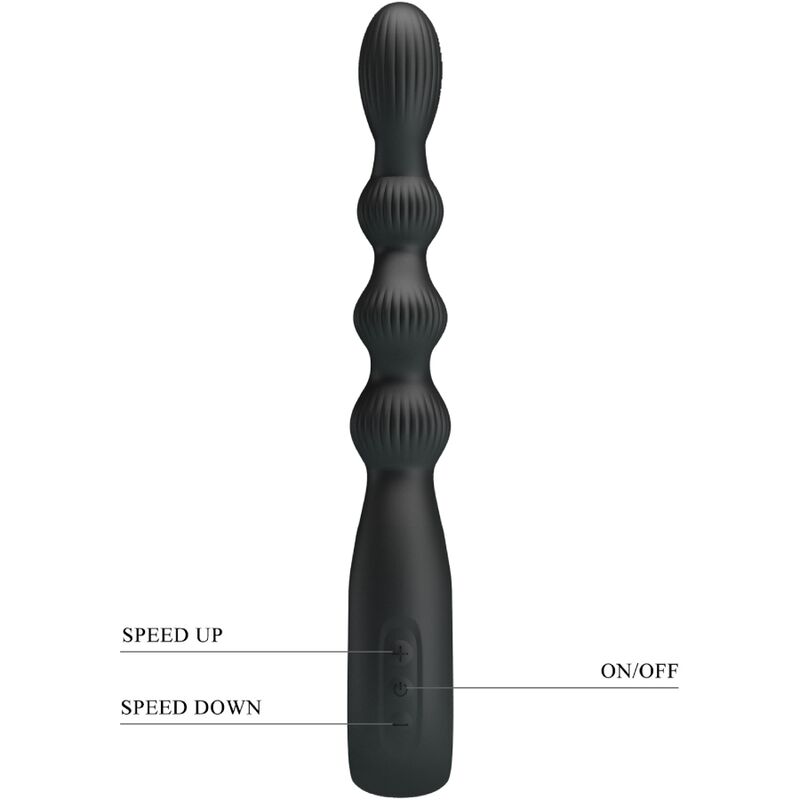 PRETTY LOVE - VIBRATEUR ANAL FEDERER 12 VIBRATIONS NOIR