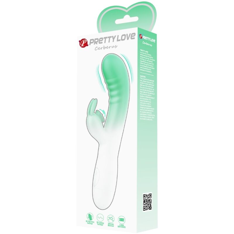 PRETTY LOVE - VIBRATEUR LAPIN CERBERUS 30 VIBRATIONS VERT