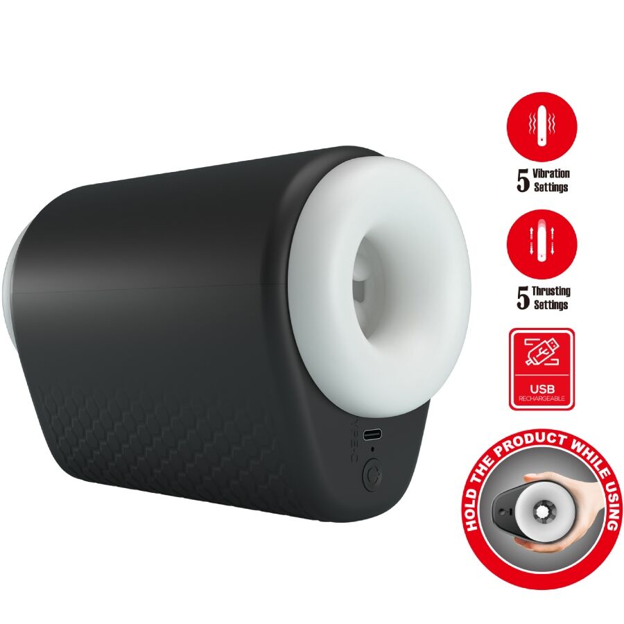 PRETTY LOVE - MASTURBATEUR POUR HOMME DJ GIRL AVEC VIBRATION 5 RÉGLAGES NOIR