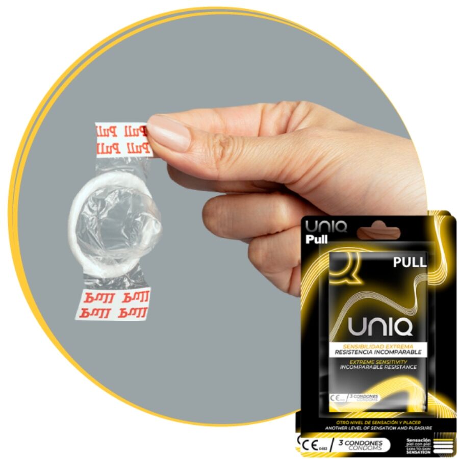 UNIQ - PRESERVATIVI SENZA LATTICE CON BANDE PULL 3 UNITÀ