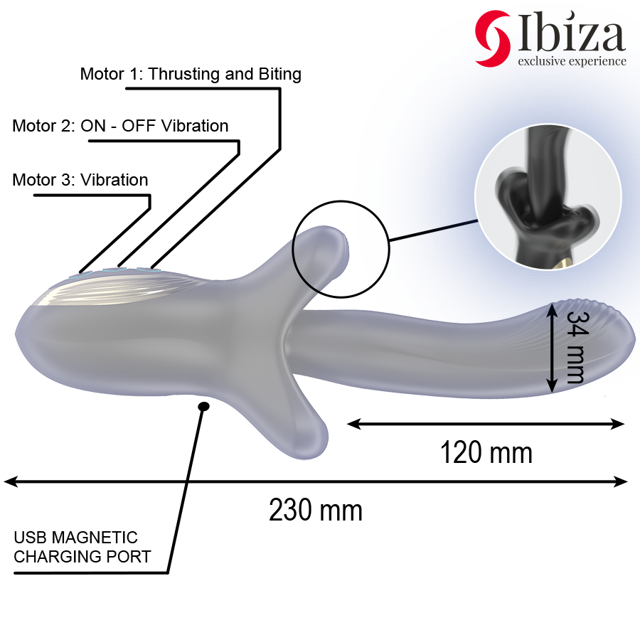 IBIZA - VIBRATORE POTENTE CON EFFETTO DI SPINTA E MORSO