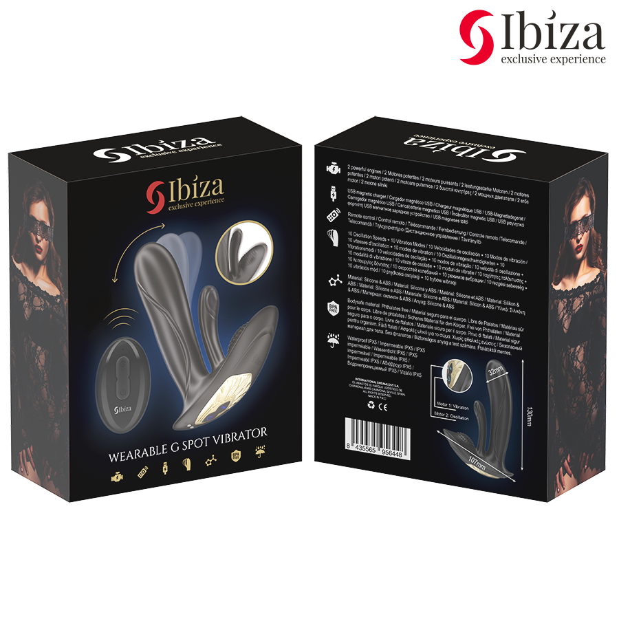 IBIZA - VIBRATEUR PORTABLE AVEC STIMULATION DU POINT G ET DU CLITORIS AVEC TÉLÉCOMMANDE