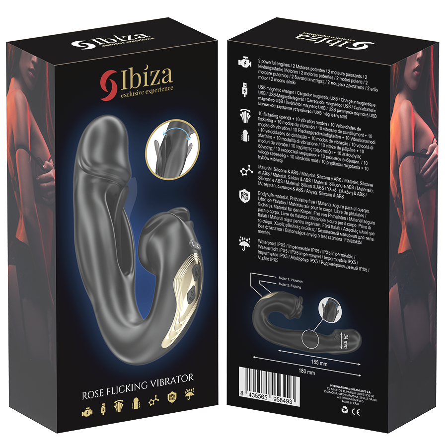 IBIZA - VIBRADOR ROSA CON EFECTO DE LENGÜETEO Y ESTIMULADOR DE CLÍTORIS