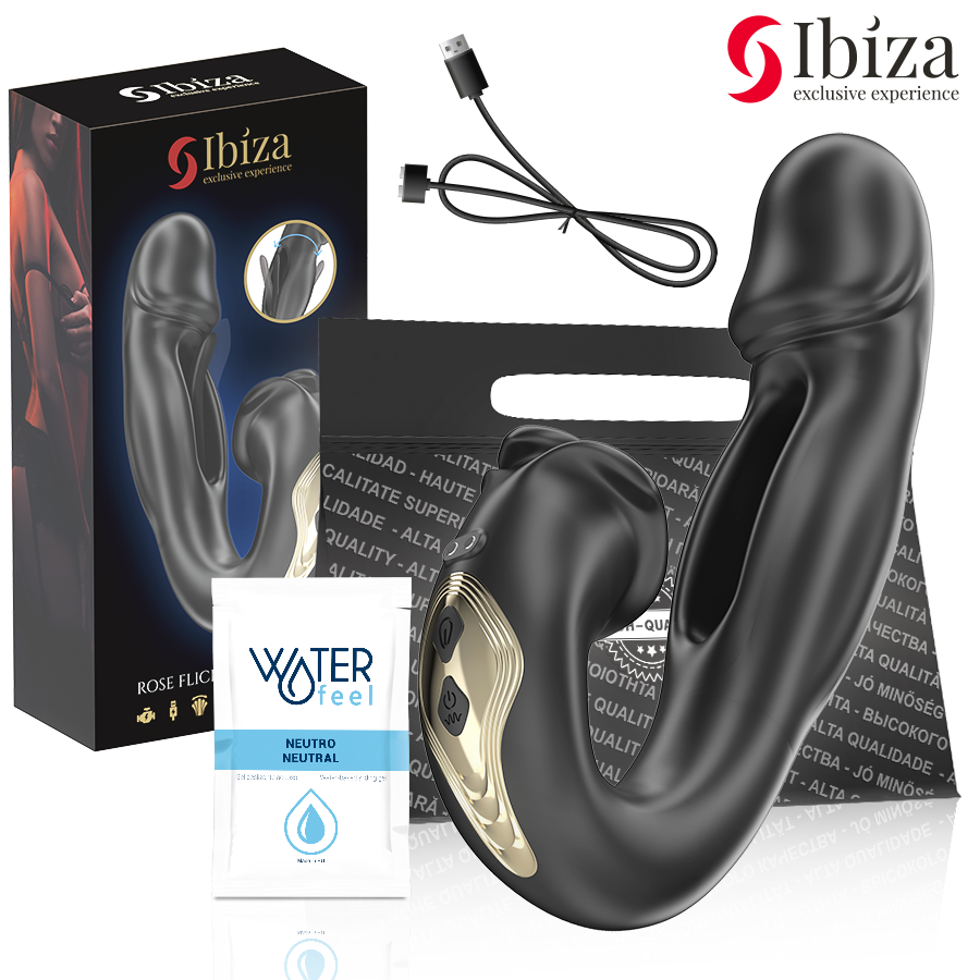 IBIZA - VIBRADOR ROSA CON EFECTO DE LENGÜETEO Y ESTIMULADOR DE CLÍTORIS