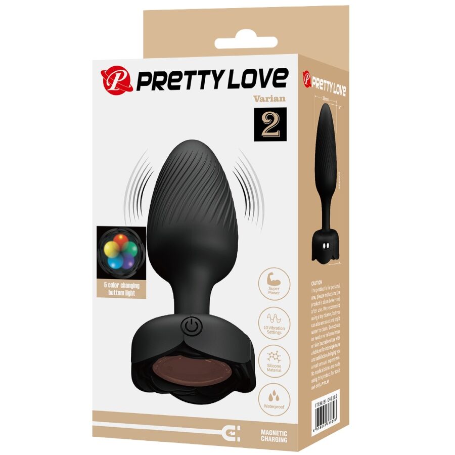 PRETTY LOVE - PLUG ANAL VARIAN CON LUZ LED NEGRO 10,8 CM