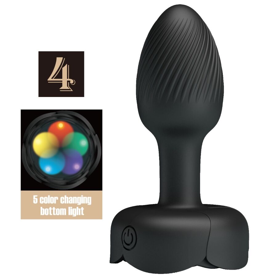 PRETTY LOVE - PLUG ANAL OLMAN CON LUZ LED NEGRO 8,8 CM