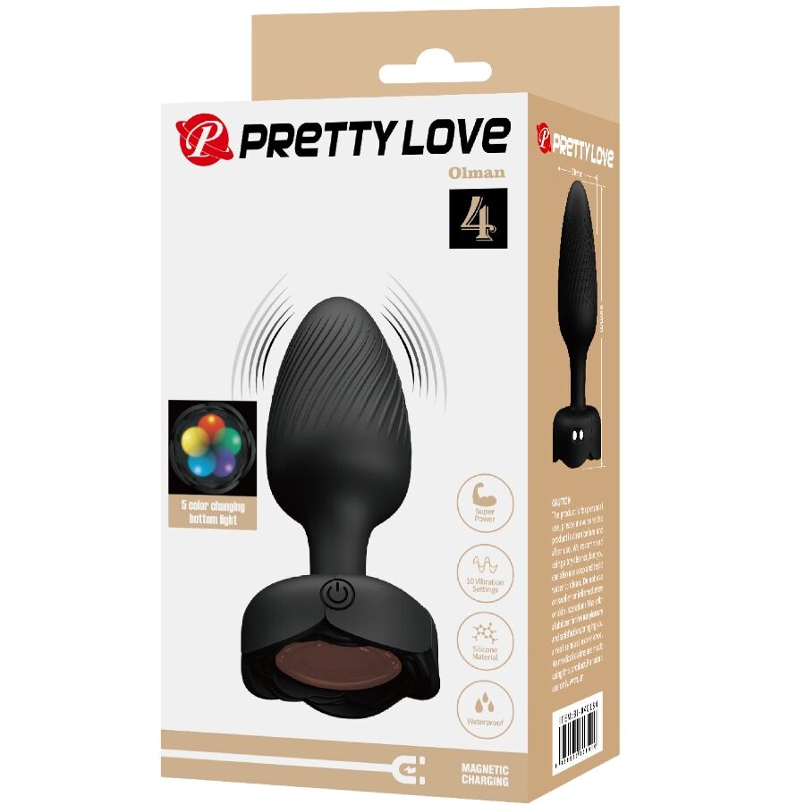 PRETTY LOVE - PLUG ANAL OLMAN CON LUZ LED NEGRO 8,8 CM