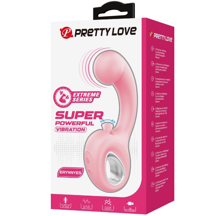 PRETTY LOVE - VIBRADOR PUNTO G + ESTIMULADOR DE CLÍTORIS ERYNNYES 10 VIBRACIONES ROSA