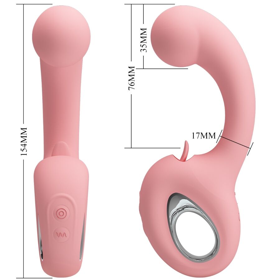PRETTY LOVE - VIBRADOR PUNTO G + ESTIMULADOR DE CLÍTORIS ERYNNYES 10 VIBRACIONES ROSA