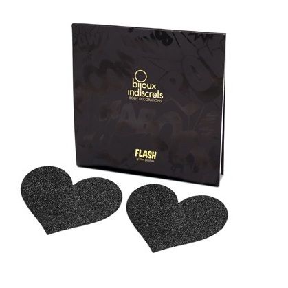 BIJOUX - CUBREPEZONES FLASH CORAZÓN NEGRO INDISCRETS