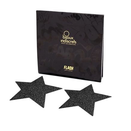 BIJOUX - CUBREPEZONES INDISCRETS STAR FLASH NEGROS