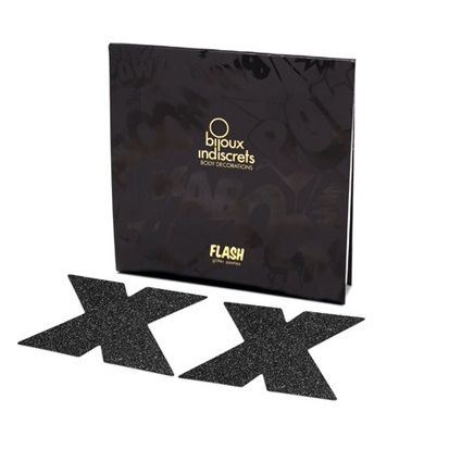 BIJOUX - CUBREPEZONES FLASH CROSS INDISCRETS NEGRO