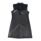 SUBBLIME - 957544 ROBE EN CUIR COL DENTELLE NOIRE S/M