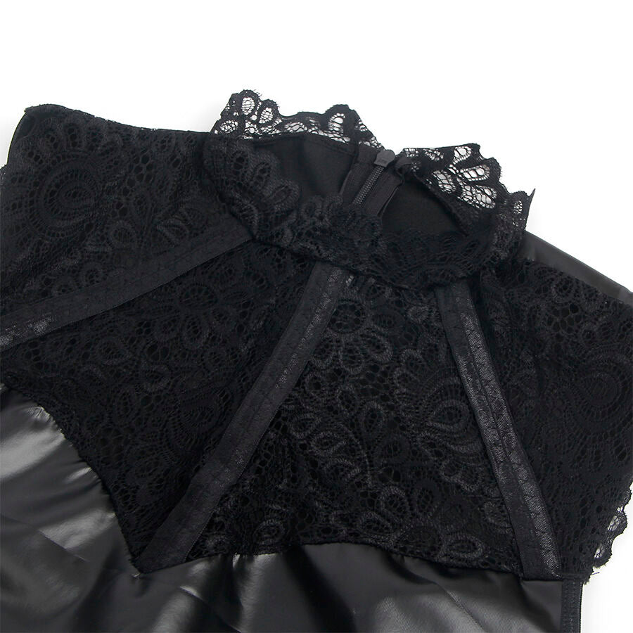 SUBBLIME - 957544 ROBE EN CUIR COL DENTELLE NOIRE S/M