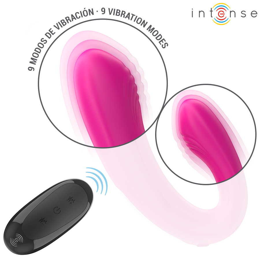 INTENSE - JANET DOBLE ESTIMULADOR Y VIBRADOR EN U CON MANDO A DISTANCIA ROSA