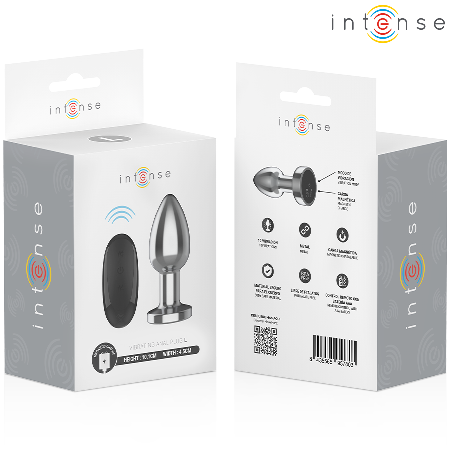 INTENSE - PLUG ANAL 10 VIBRATIONS MÉTAL AVEC TÉLÉCOMMANDE L