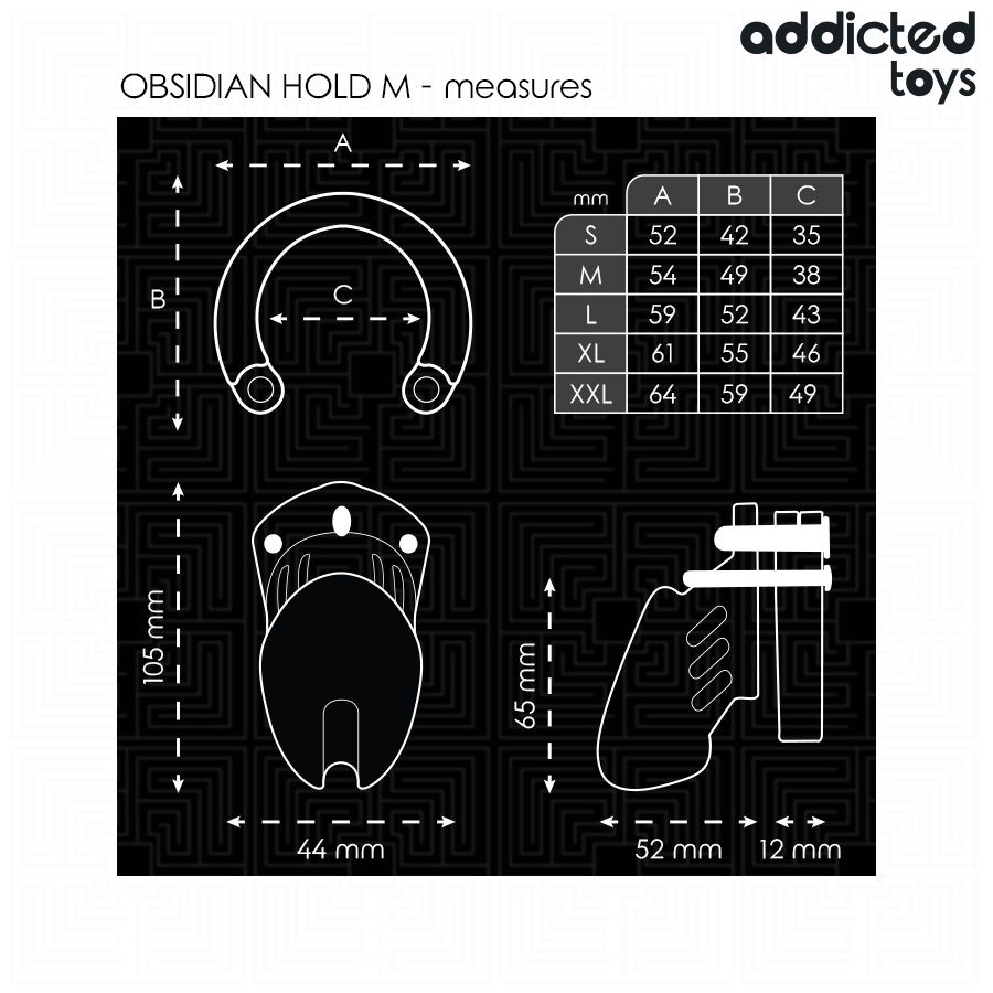 ADDICTED TOYS LOCKED - GABBIA PENIENA OBSIDIAN HOLD TAGLIA M