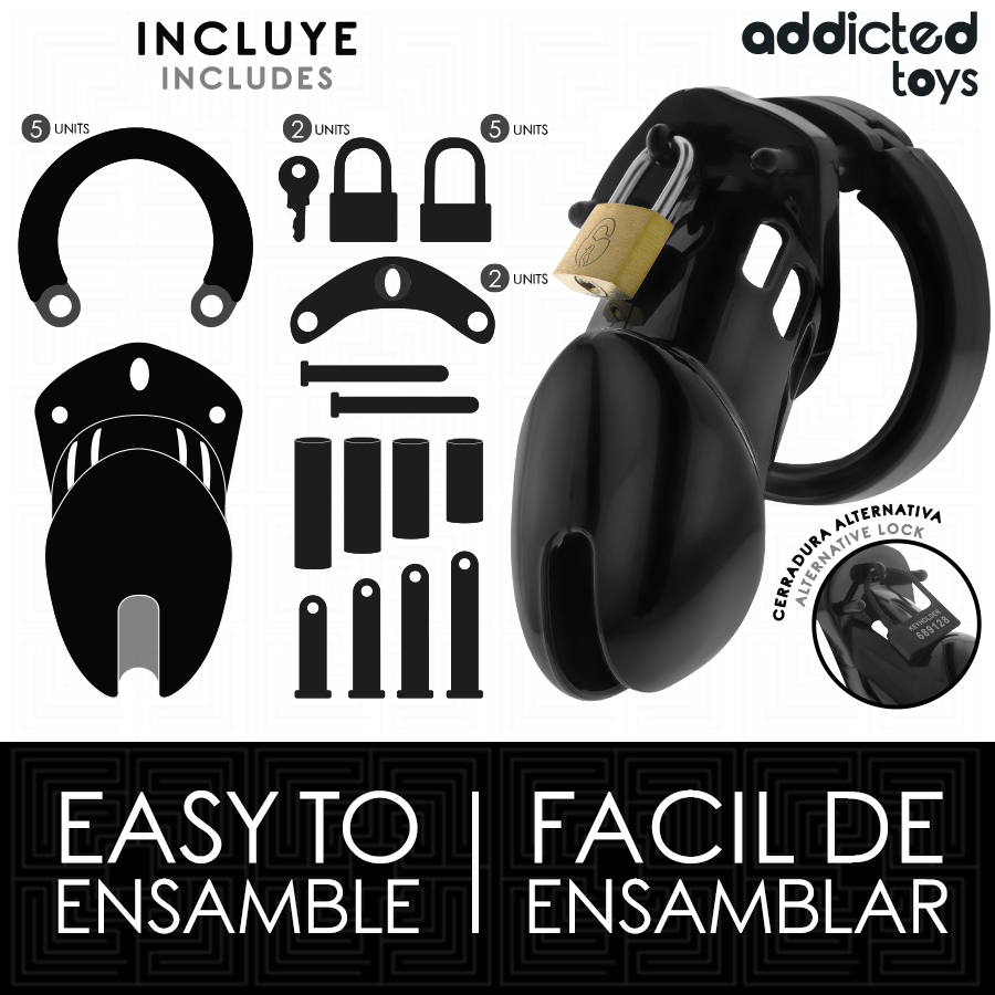 ADDICTED TOYS LOCKED - JAULA PARA PENE OBSIDIAN HOLD TALLA M