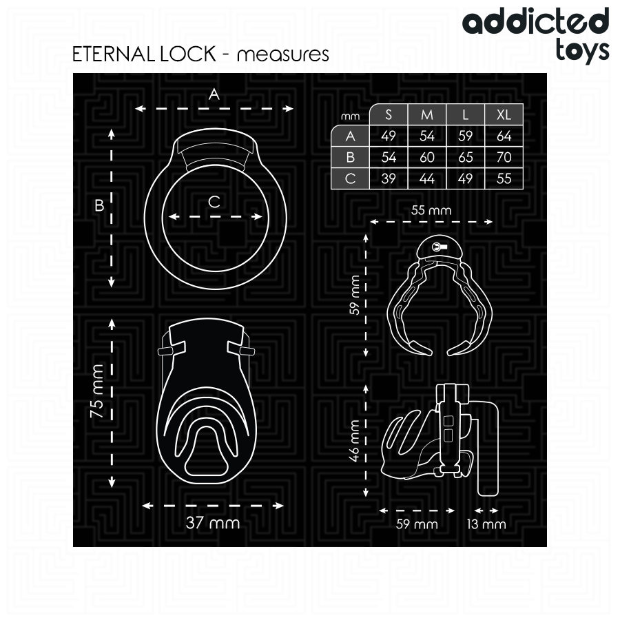 ADDICTED TOYS LOCKED - JAULA PARA PENE CON BLOQUEO ETERNO 9 CM