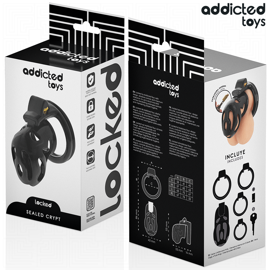 ADDICTED TOYS LOCKED - JAULA PARA PENE CIFRADA, CERRADA Y SELLADA 8 CM