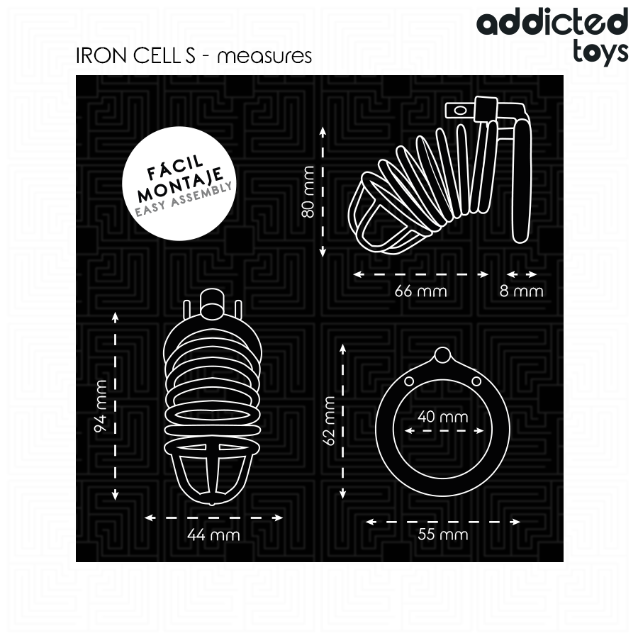 ADDICTED TOYS LOCKED - GABBIA PENIENA IN METALLO IRON CELL 4 CM TAGLIA S