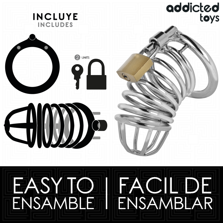 ADDICTED TOYS LOCKED - GABBIA PENIENA IN METALLO IRON CELL 4 CM TAGLIA S