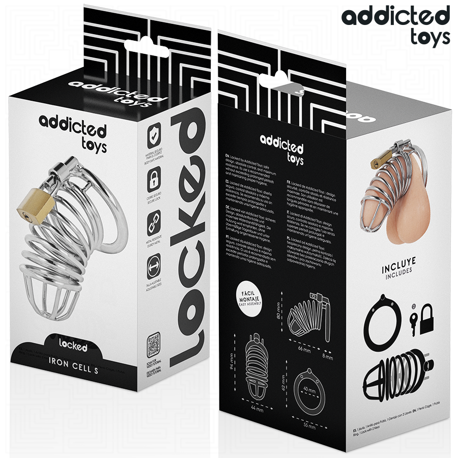 ADDICTED TOYS LOCKED - GABBIA PENIENA IN METALLO IRON CELL 4 CM TAGLIA S