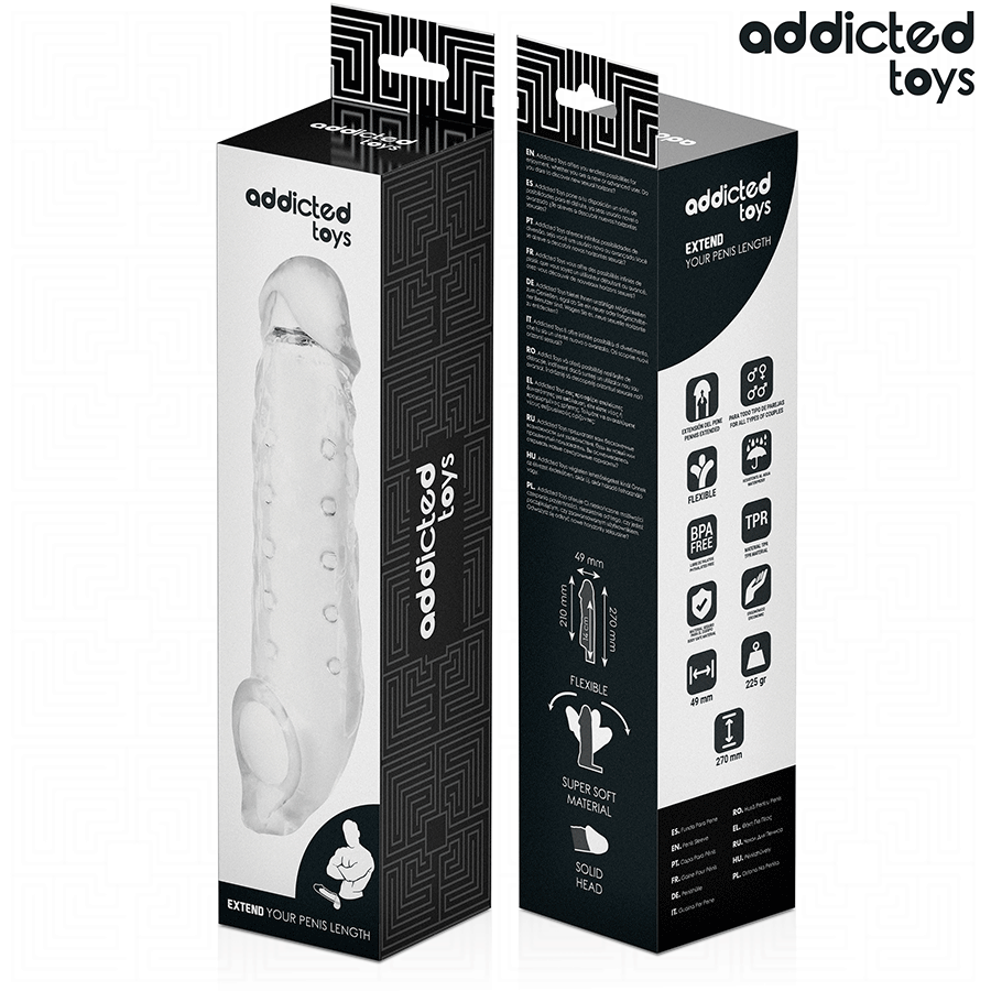 ADDICTED TOYS - EXTENSION DE PÉNIS TRANSPARENTE TAILLE S 23 CM