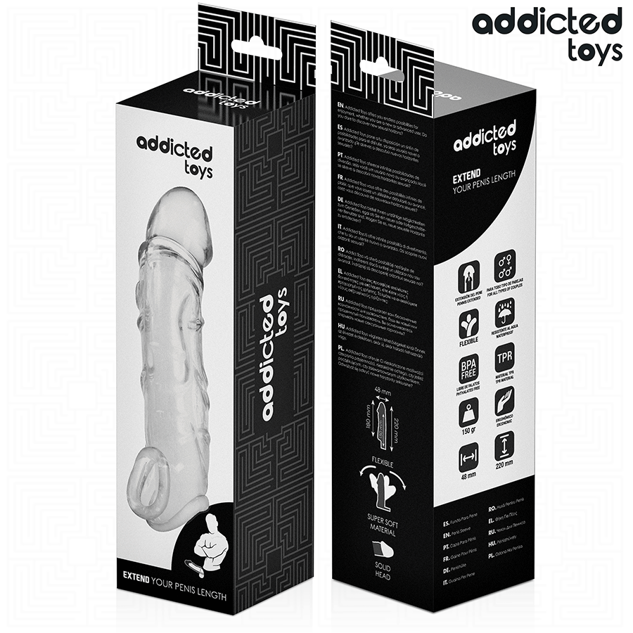 ADDICTED TOYS - EXTENSION DE PÉNIS TRANSPARENTE 27 CM