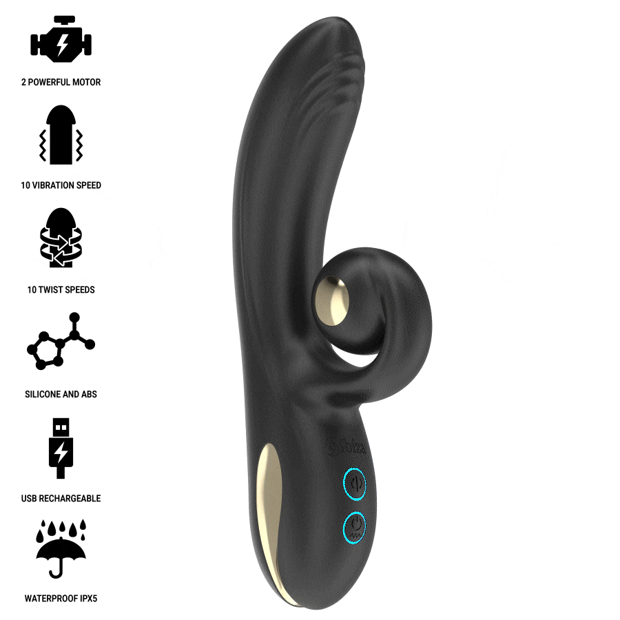 IBIZA - VIBRADOR TWISTER CON ESTIMULADOR DE CURVAS Y VIBRO-ROTACIÓN