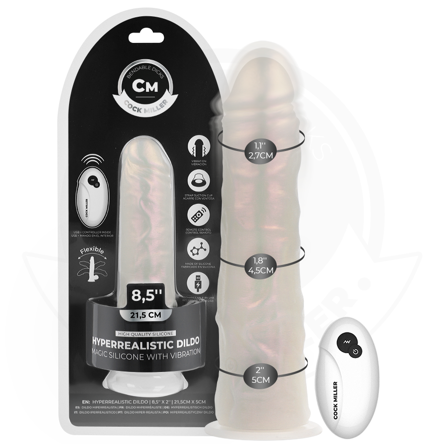 COCK MILLER - MASTURBADOR CON VENTOSA, LUCES Y VIBRACIONES CON MANDO A DISTANCIA BLANCO 21,5 CM