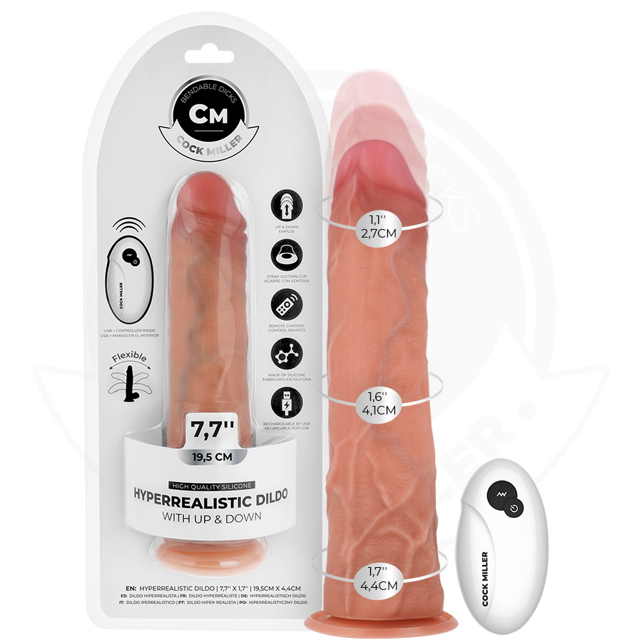 COCK MILLER - DILDO IPERREALISTICO CON VENTOSA E FUNZIONE DI SPINTA CON TELECOMANDO 19,5 CM