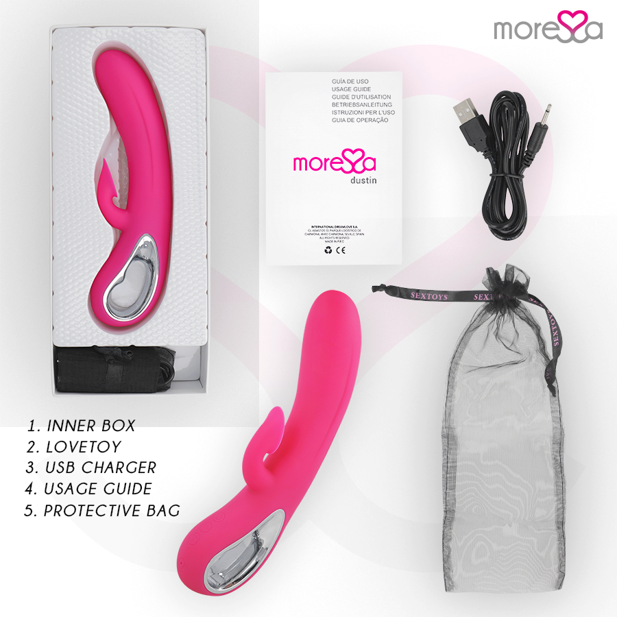 MORESSA - DUSTIN ASPIRADOR DE CLÍTORIS Y VIBRACIONES POTENTES, SILICONA PREMIUM RECARGABLE