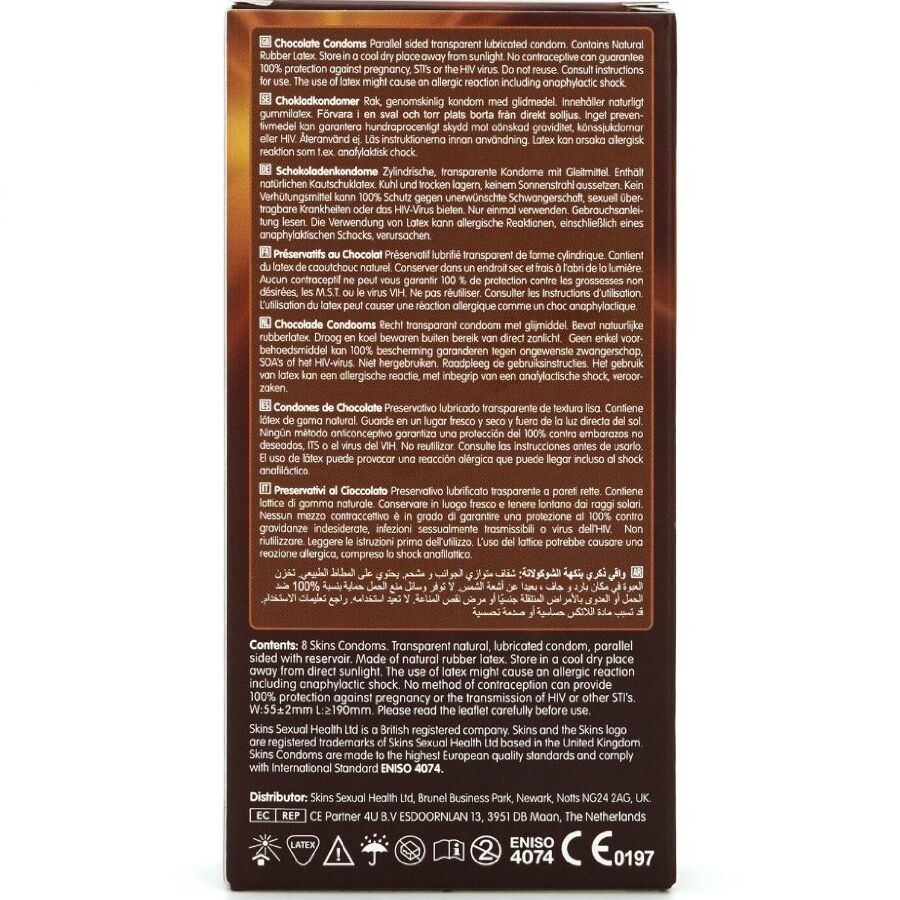 SKINS - PACK DE 8 PRESERVATIVOS PREMIUM CHOCOLATE