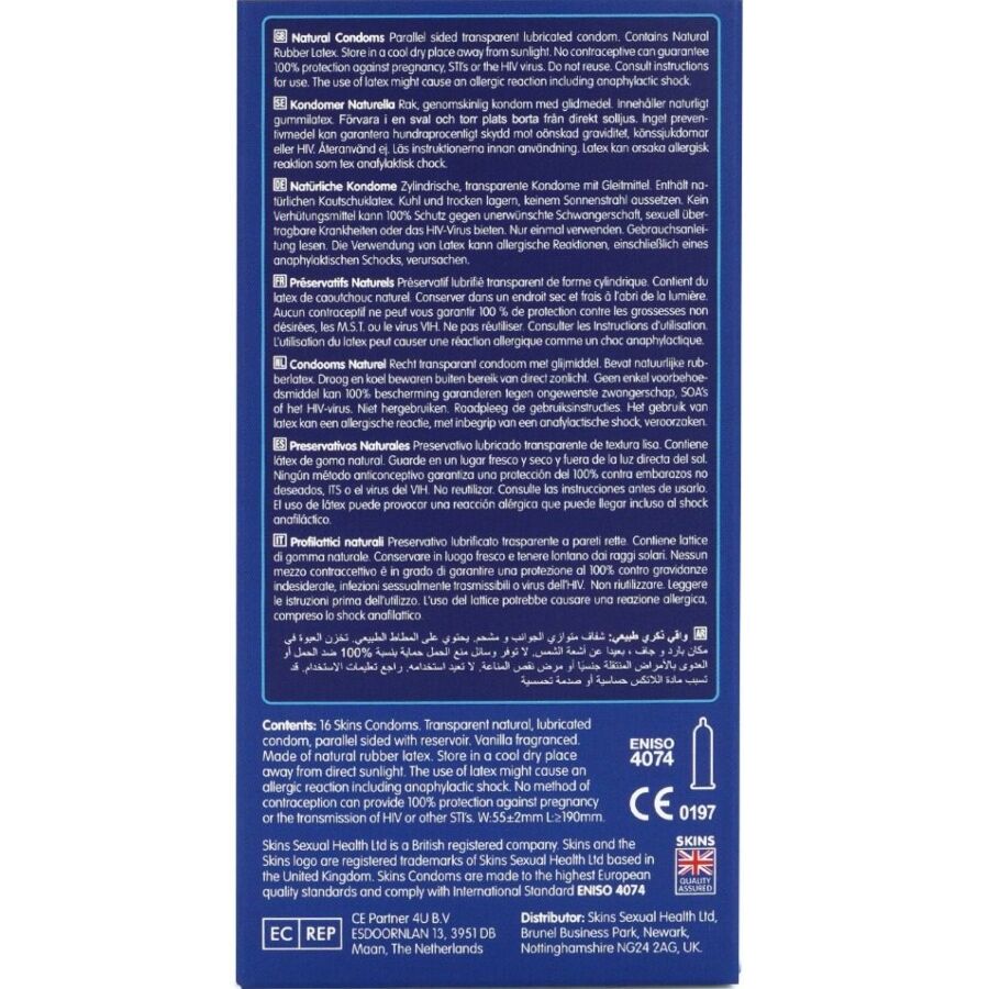 SKINS - PACK DE 16 PRESERVATIVOS NATURALES PREMIUM