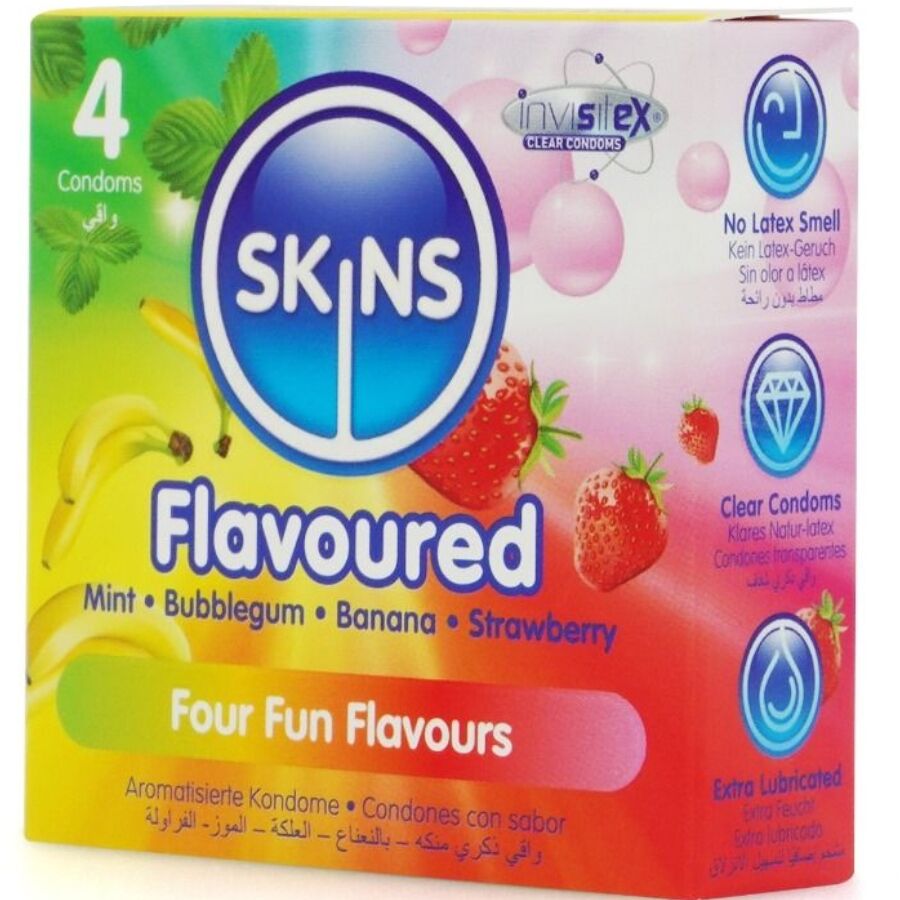 SKINS - PACK DE 4 PRESERVATIVOS PREMIUM MULTISABOR