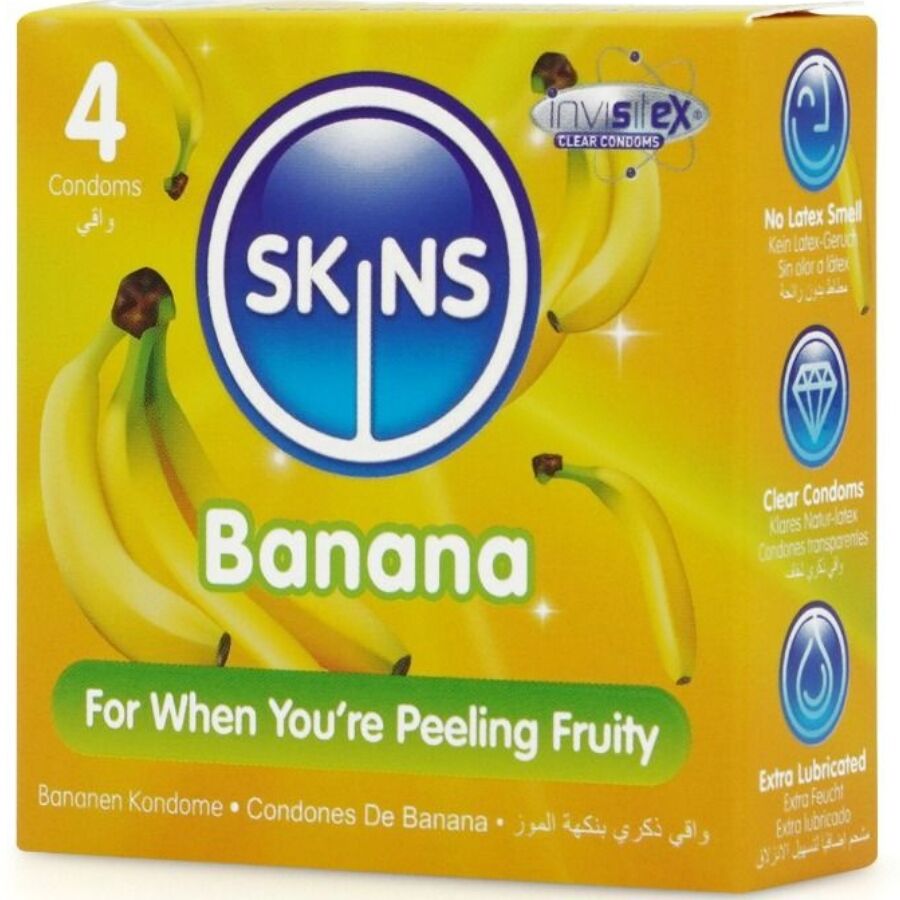 SKINS - PACK DE 4 PRESERVATIVOS DE PLÁTANO PREMIUM