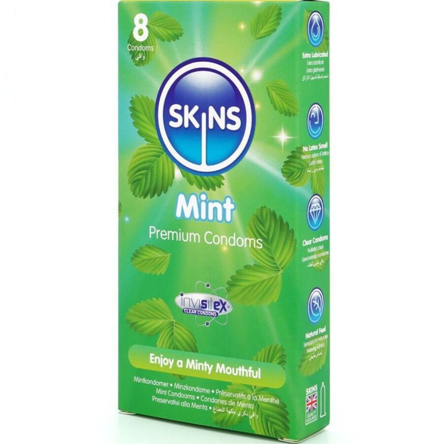 SKINS - PACK DE 8 PRESERVATIVOS PREMIUM MENTA
