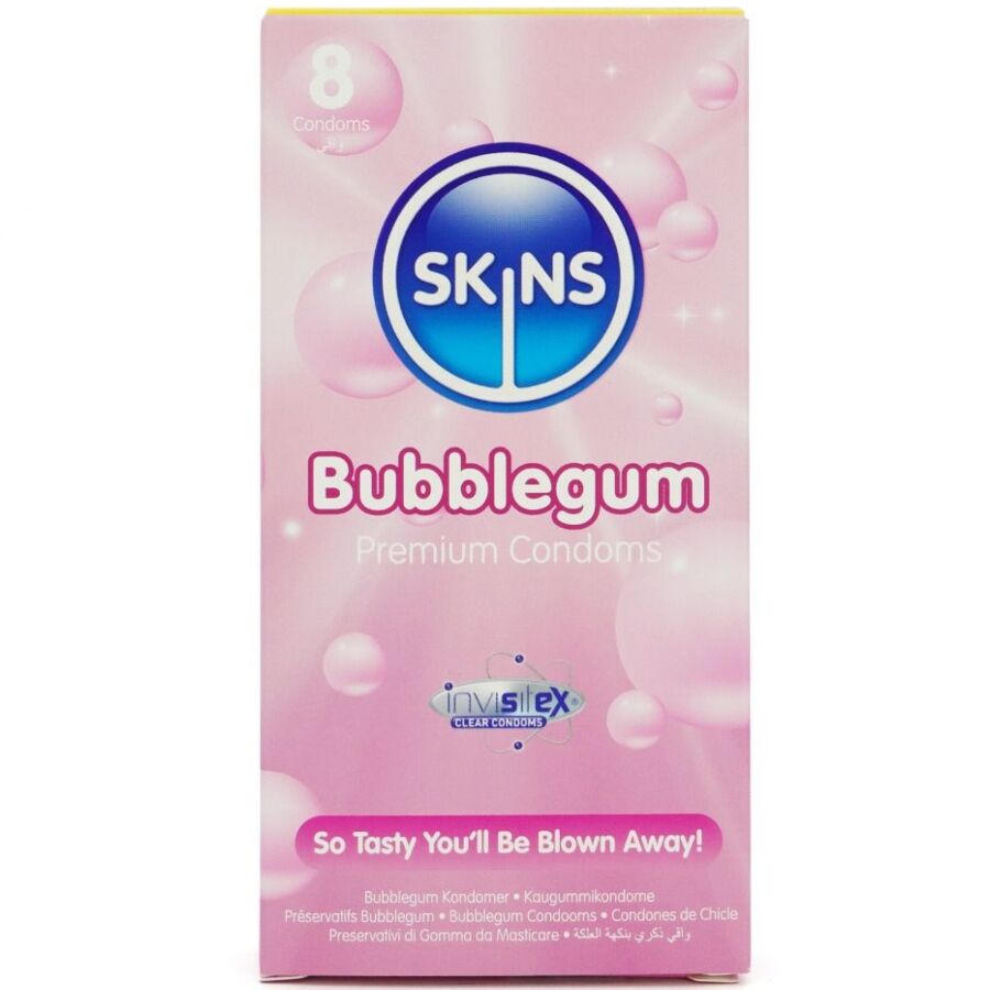 SKINS - CONFEZIONE DA 8 PRESERVATIVI PREMIUM AL GUSTO BUBBLEGUM