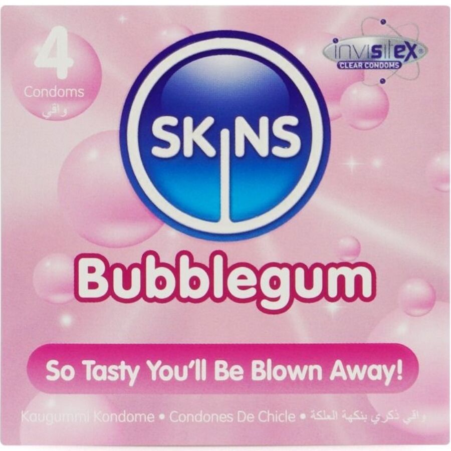 SKINS - PACK DE 4 PRESERVATIVOS SABOR CHICLE PREMIUM